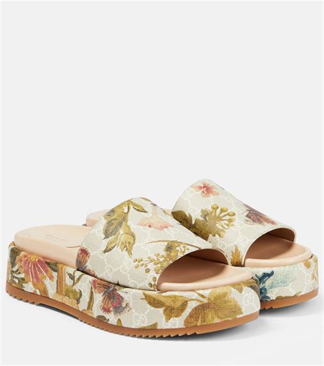 floral gucci platform slides|Gucci floral slides size 8.